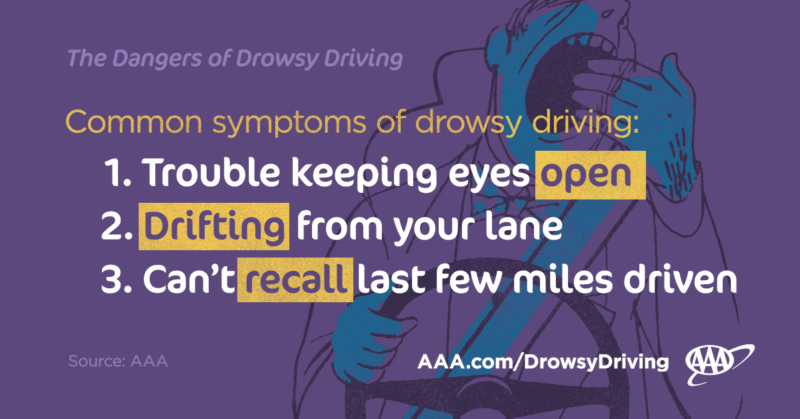 AAA drowsy driving symptoms