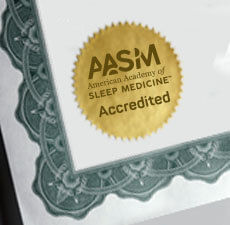 The logo of the American Academy of Sleep Medicine's accreditation.
